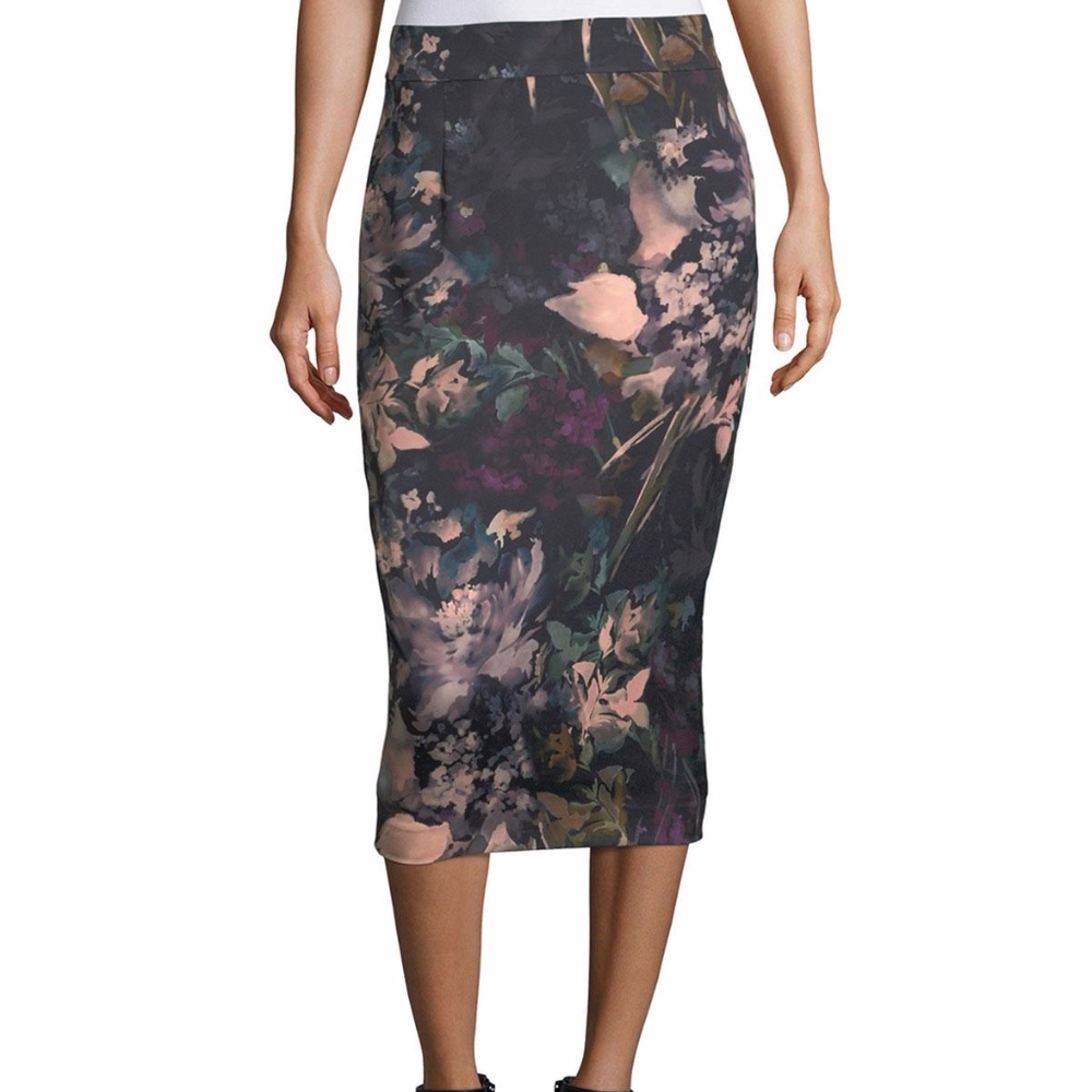 NWT Scuba-midi watercolor print knit skirt sz 10
